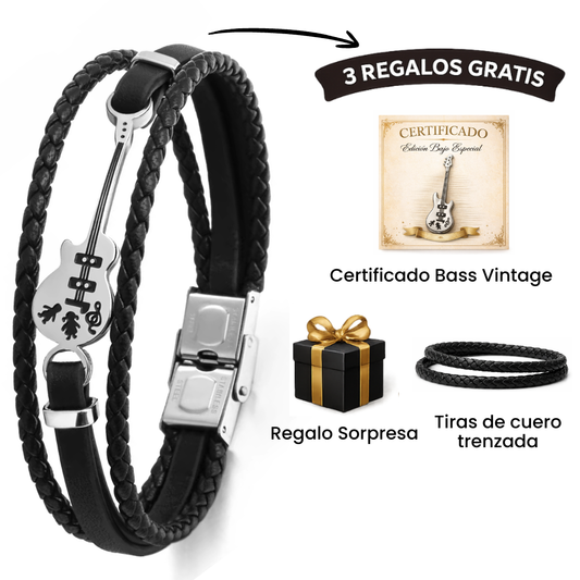 Pulsera de Cuero Vintage de bajo